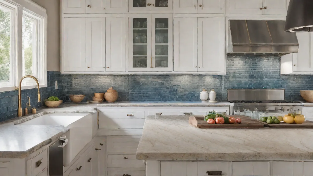 Incorporating Mediterranean Blue and Earth Tones With Natural Stone Countertops